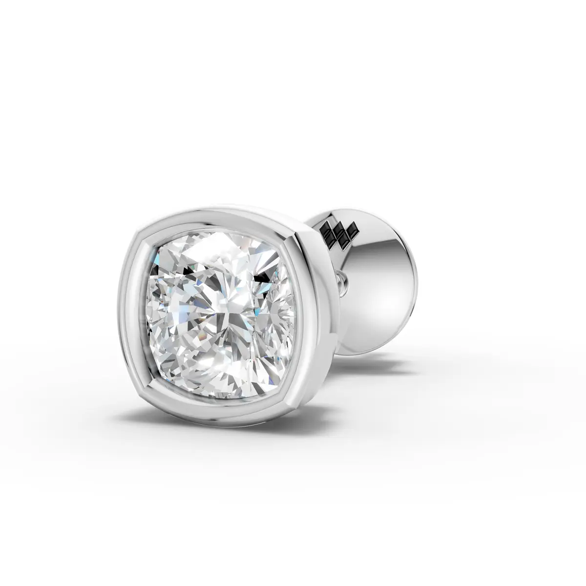 Cushion Diamond Bezel Stud Earring
